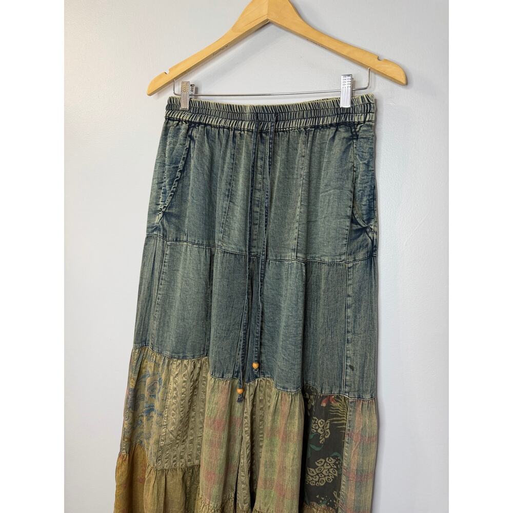 Young Threads Boho chic Tiered Patch Pants Wide Leg Festival Sz M - Picture 7 of 15